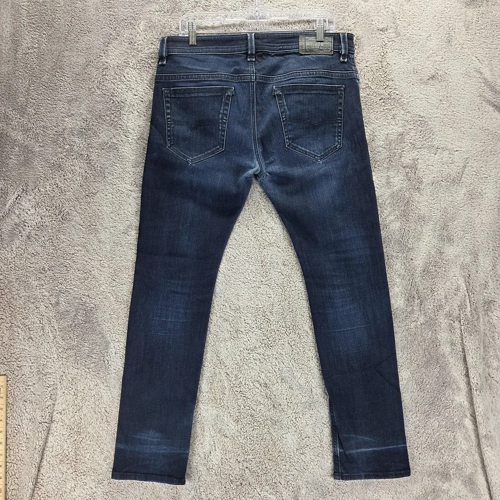 Diesel Jeans Mens 32x30 Blue Thavar Slim Skinny Dark Wash Stretch 0607A